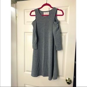 Cupio Cold Shoulder Gray Flowy Dress